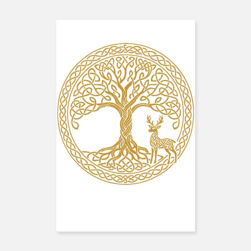 Symbole du cerf de l'arbre de vie, pleine conscience Poster 20 x 30 cm