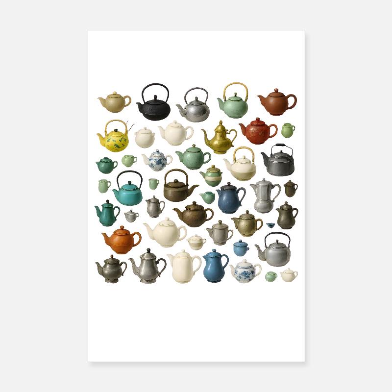 Kollektion bunter Teekannen Vielfalt Poster 20x30 cm