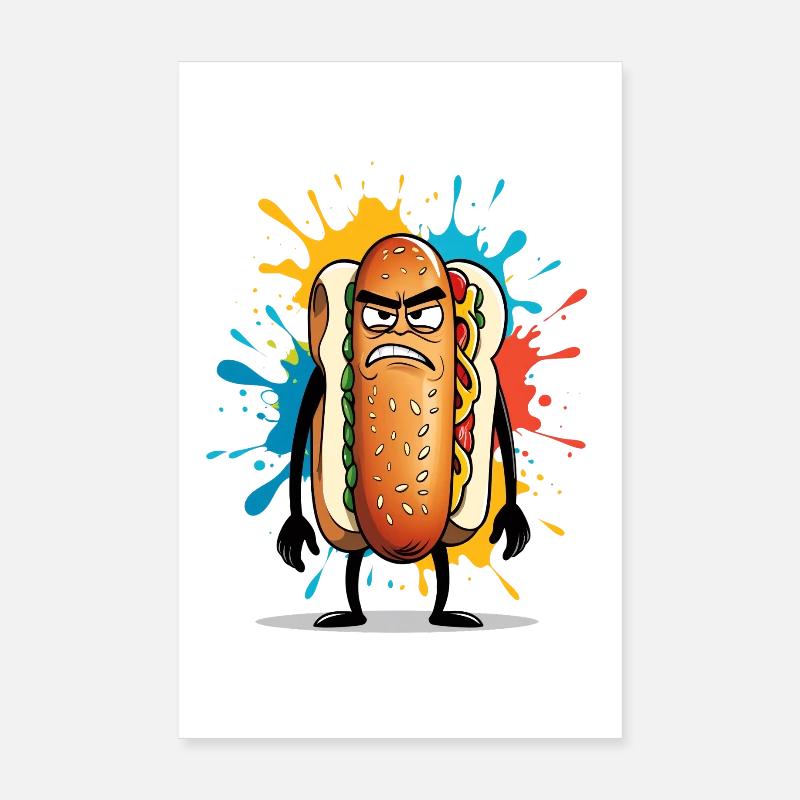 Angry hot dog with color explosion Poster 8" x 12" (20x30 cm)