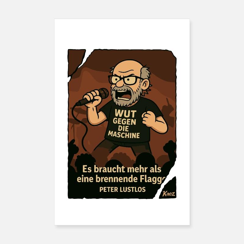 Manifestant Peter Listless avec micro Poster 20 x 30 cm