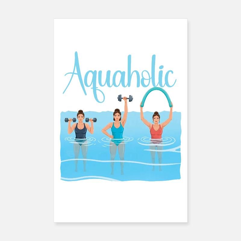 Passionné d'aquagym et d'aquaforme - Poster 20 x 30 cm - blanc