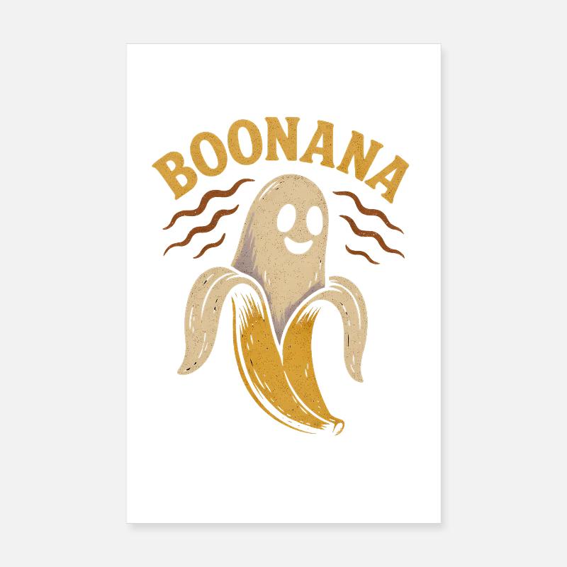 Funny banana ghost with face illustration Poster 8" x 12" (20x30 cm)