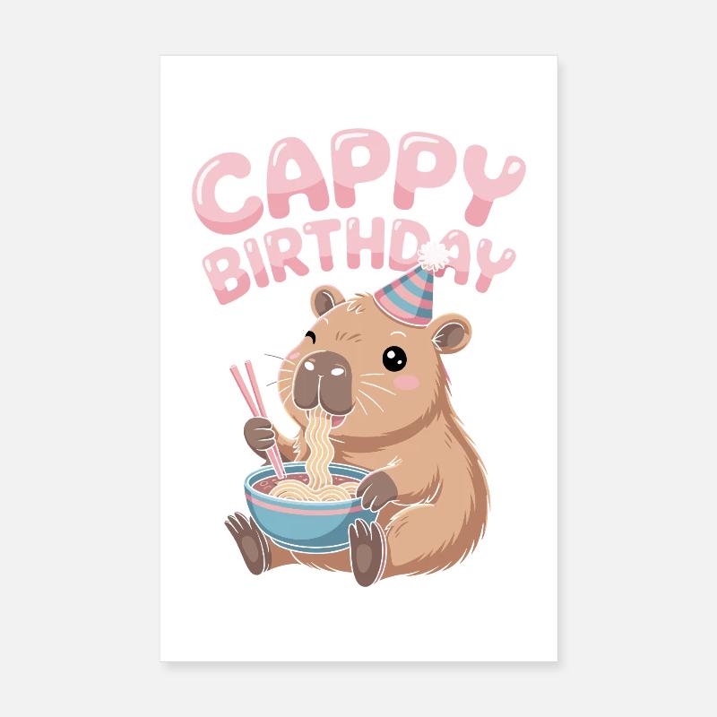 ANNIVERSAIRE DE CAPPY Anniversaire de Capy Ramen de Capybara Poster 20 x 30 cm