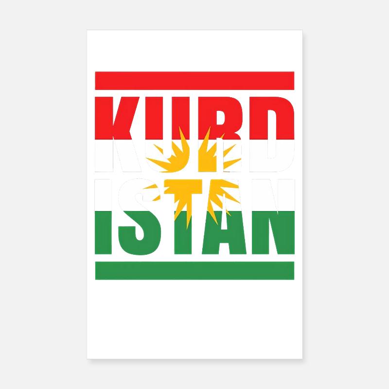 Drapeau du Kurdistan avec motif soleil Poster 20 x 30 cm