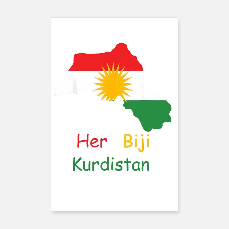 Drapeau du Kurdistan avec soleil kurde Poster 20 x 30 cm