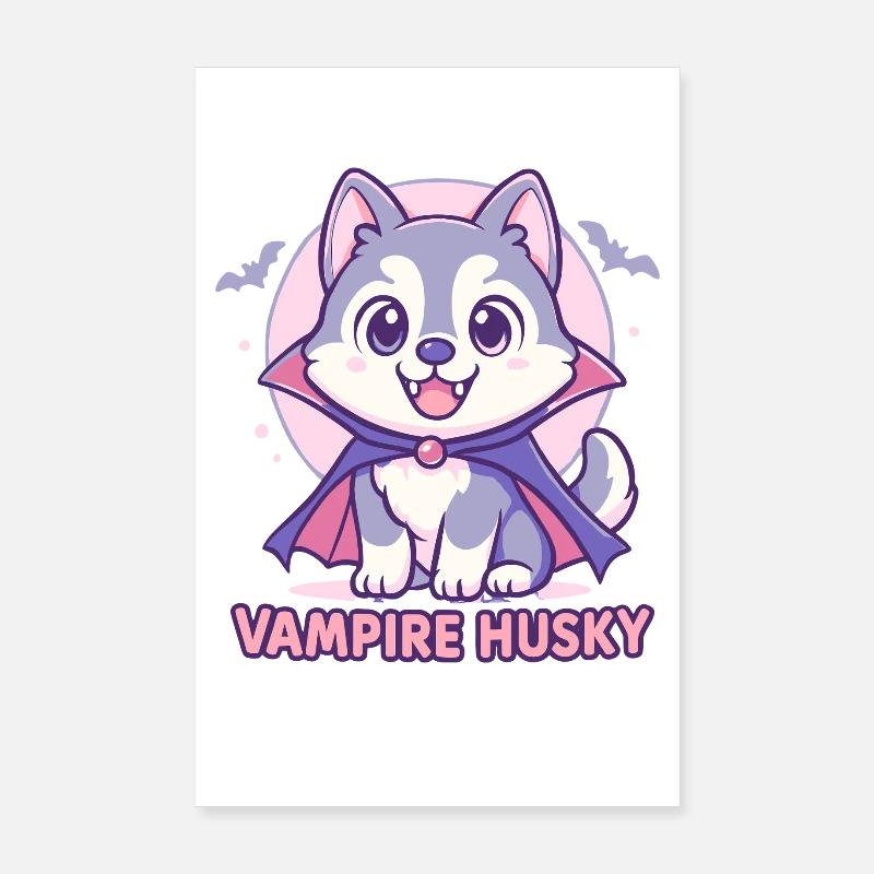Cute Vampire Huskypuppet Design Poster 8" x 12" (20x30 cm)