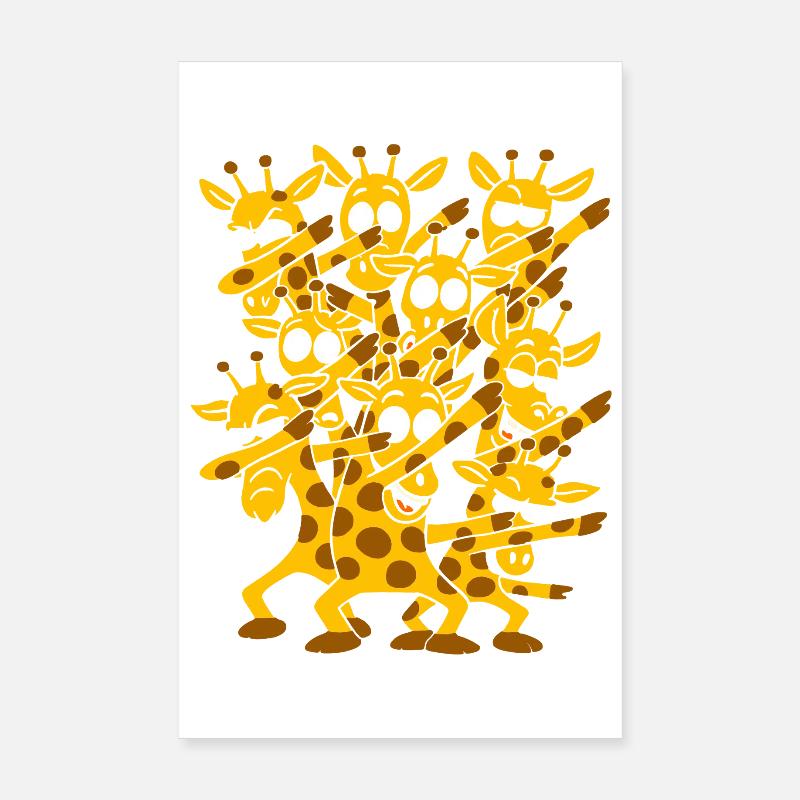 Dabbing Dancing Giraffes Poster 8" x 12" (20x30 cm)