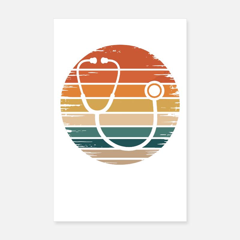 Retro sunset with stethoscope Poster 8" x 12" (20x30 cm)