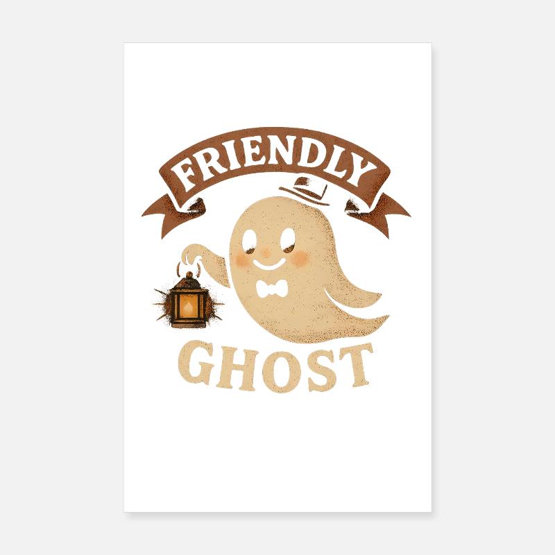 Friendly Ghosts Illustration Poster 8" x 12" (20x30 cm)