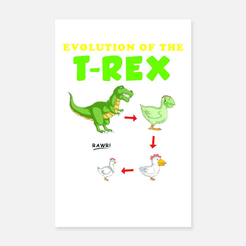Évolution de l’illustration du dinosaure T-Rex Poster 20 x 30 cm