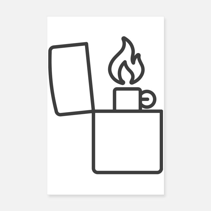 Vintage Lighter Line Icon Poster 8" x 12" (20x30 cm)
