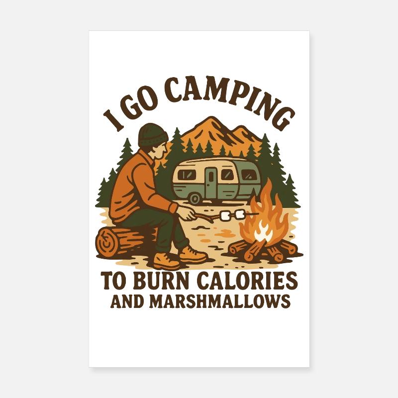 Camping for Marshmallows Fun Camping Design Poster 8" x 12" (20x30 cm)
