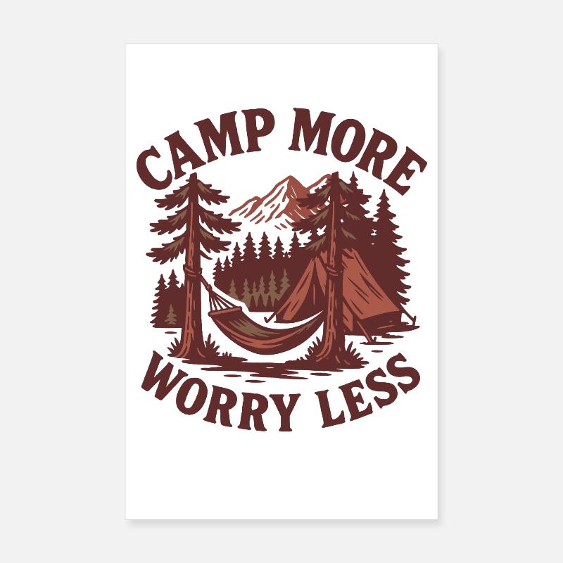Camp Plus S’inquiéter Moins Drôle Camping Camper Poster 20 x 30 cm