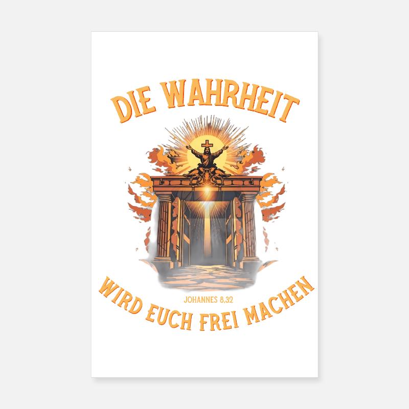 DIE WAHRHEIT WIRD EUCH FREI MACHEN Jesus Bibelvers - Poster 20x30 cm - Weiß