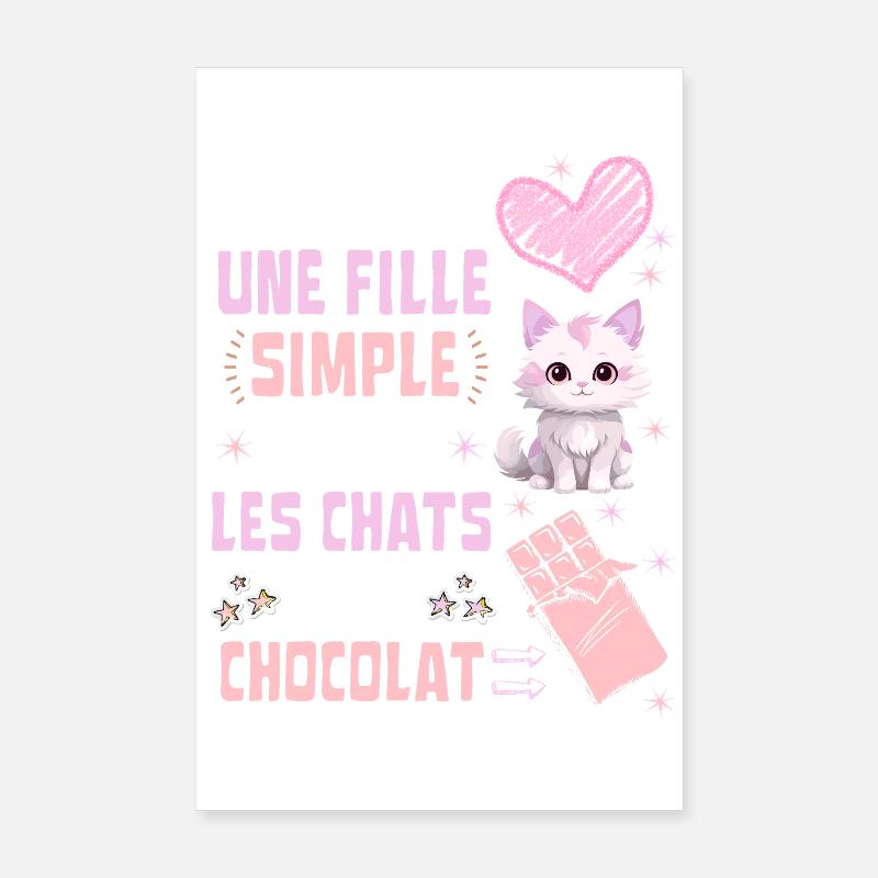 Je suis une fille Simple Chats et Chocolat Poster 20 x 30 cm