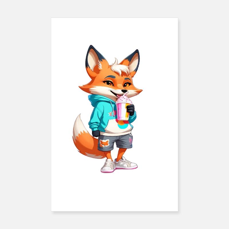 Niedliche Fuchsikose mit Eisimpuls Poster 20 x 30 cm