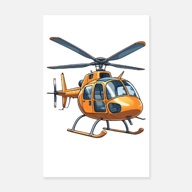 Helicopter comic graphic design Poster 8" x 12" (20x30 cm)