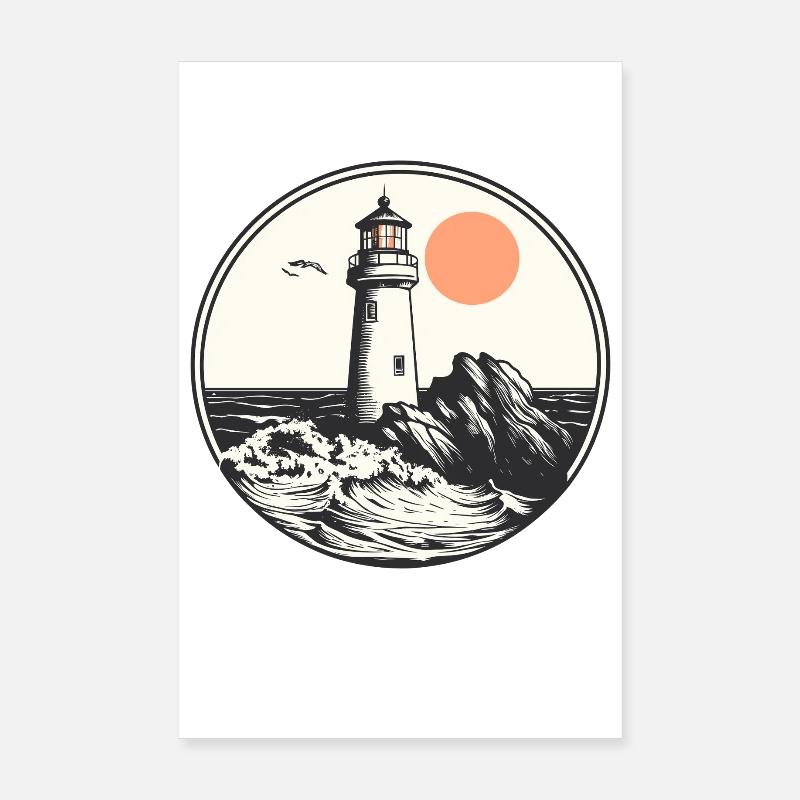 Leuchtturm bei Meeresrauschen Poster 20x30 cm