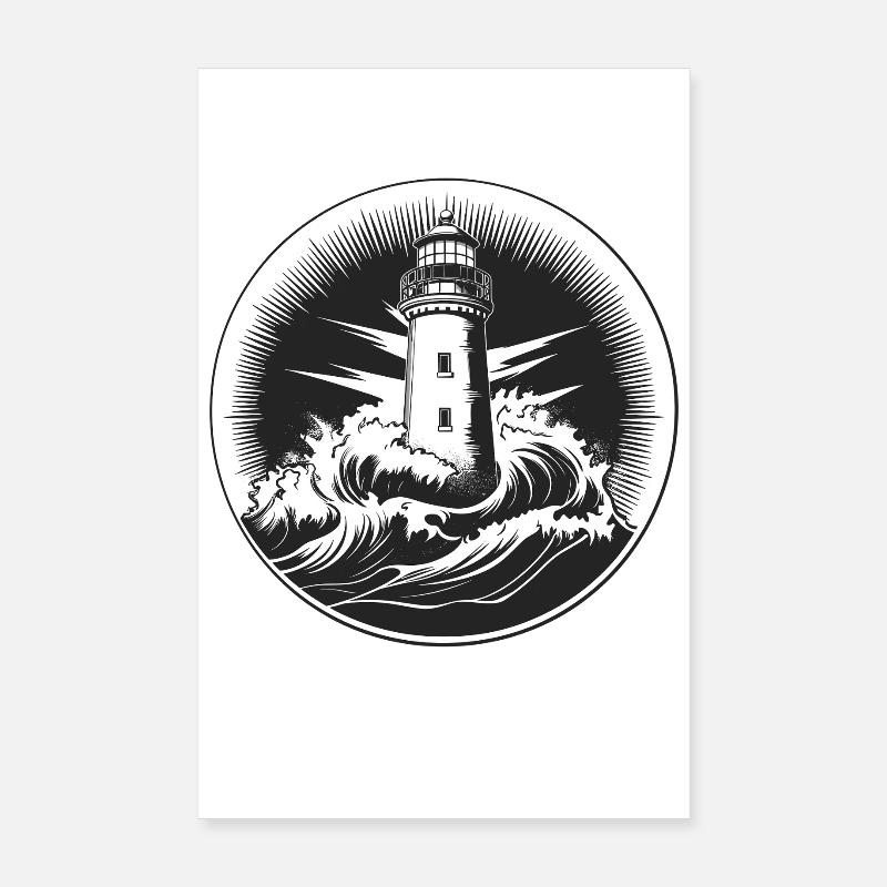 Lighthouse in the storm Poster 8" x 12" (20x30 cm)