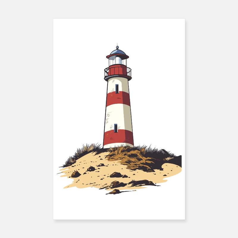 Phare sur une côte accidentée Poster 20 x 30 cm