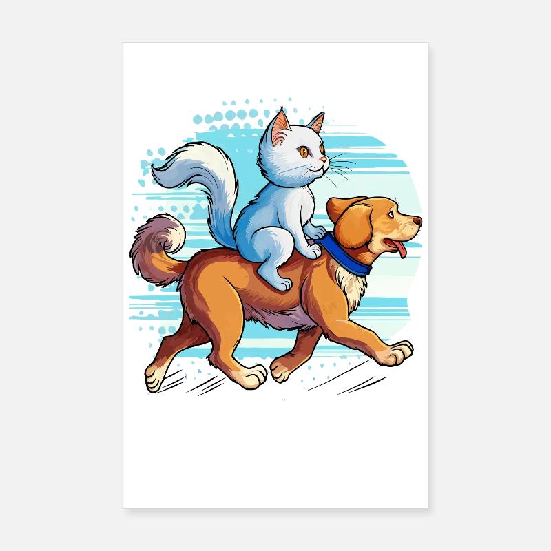 CHIEN DE CHAT Poster 20 x 30 cm