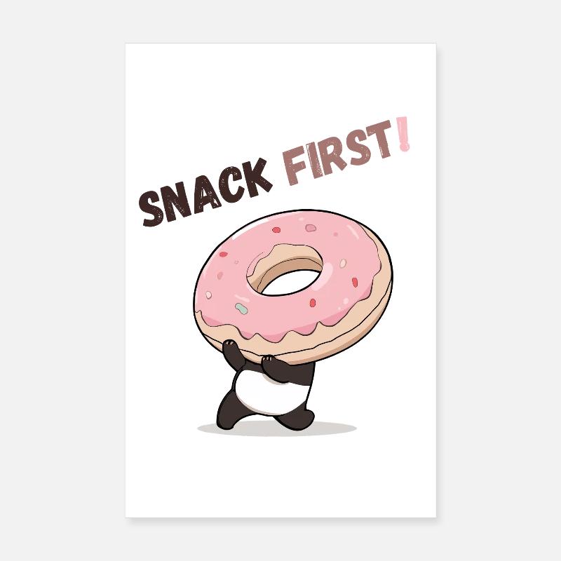 Verspielter Pandabär mit Donut Poster 20x30 cm