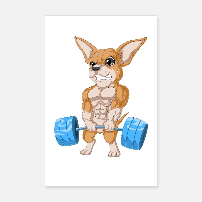 Chihuahua Weightlifting Poster 8" x 12" (20x30 cm)
