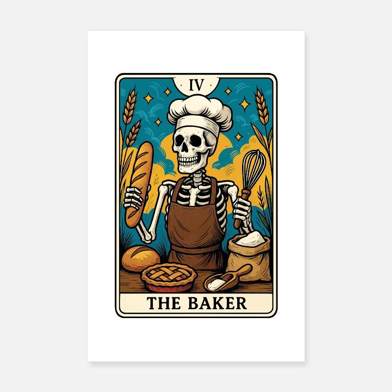 Skeleton Baker Tarot Card Poster 8" x 12" (20x30 cm)
