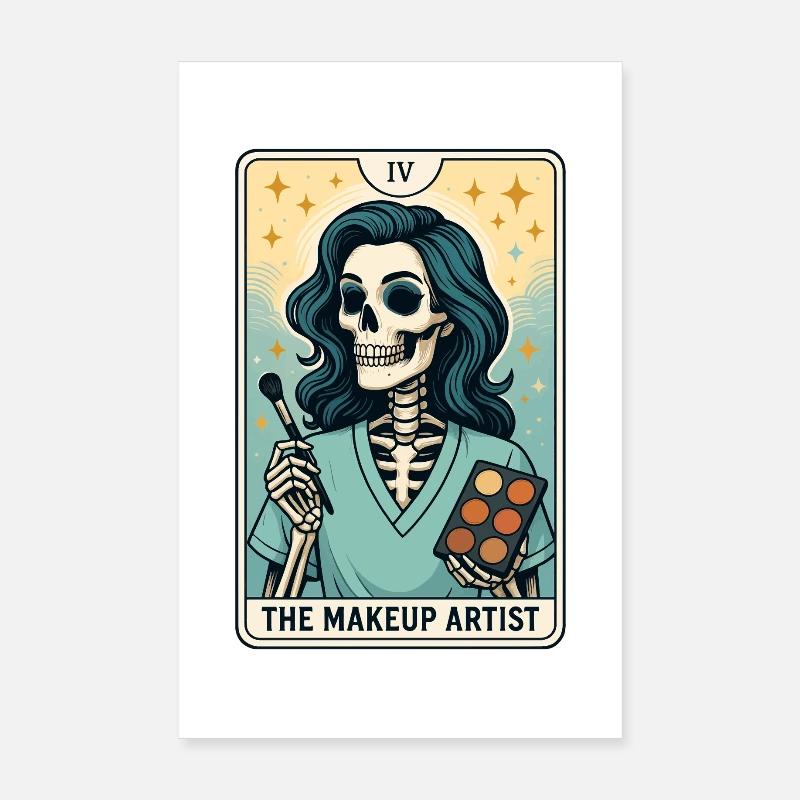 Maquilleuse squelette, conception de tarot Poster 20 x 30 cm