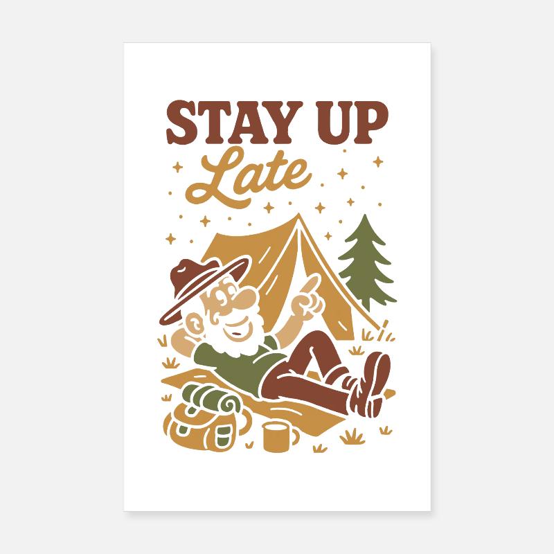 Funny Camping Camper Starry Sky Poster 8" x 12" (20x30 cm)