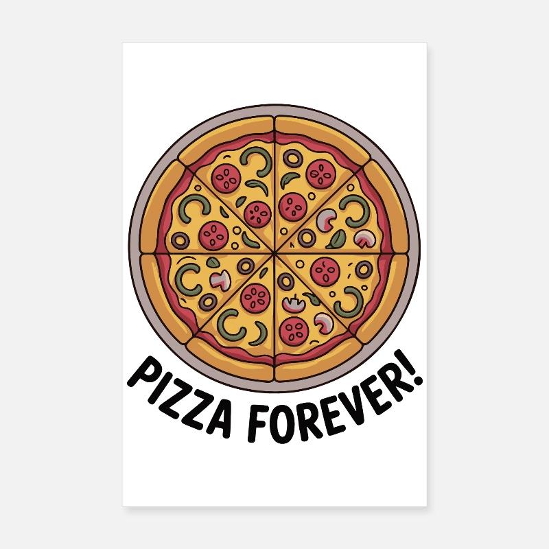Retro Pepperoni Pizza Slice Pattern Poster 8" x 12" (20x30 cm)