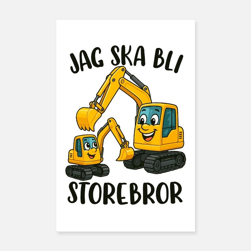 Großer Bruder, ich werde ein großer Bruder - Bagger Poster 20x30 cm