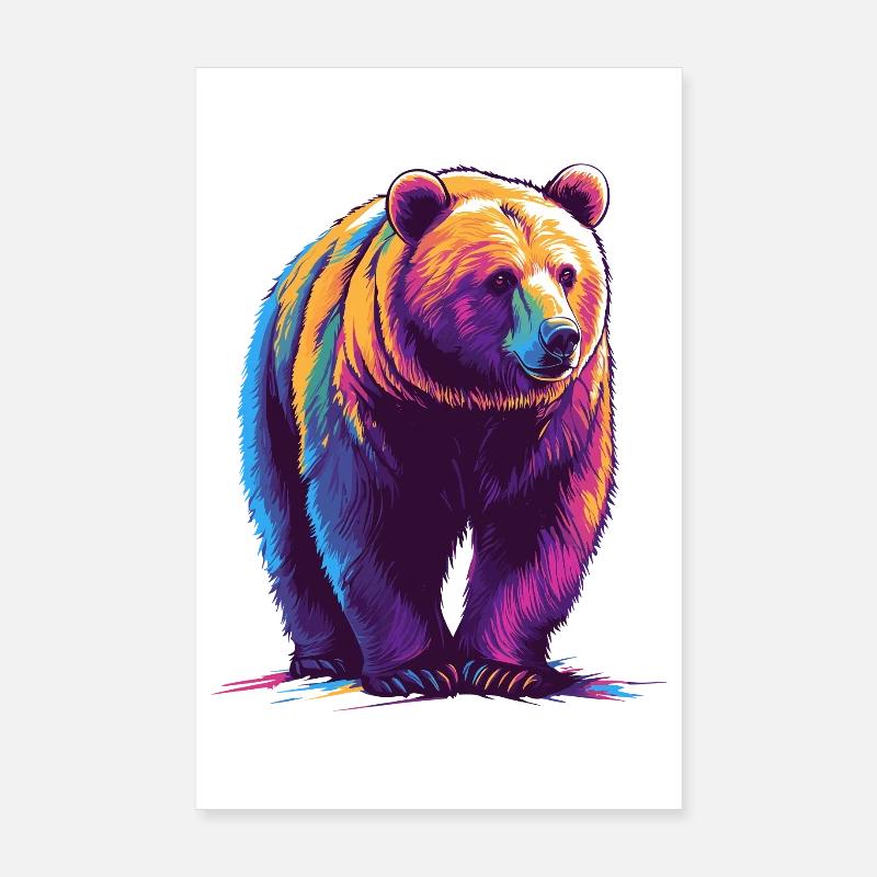 Ours coloré en impression numérique Poster 20 x 30 cm