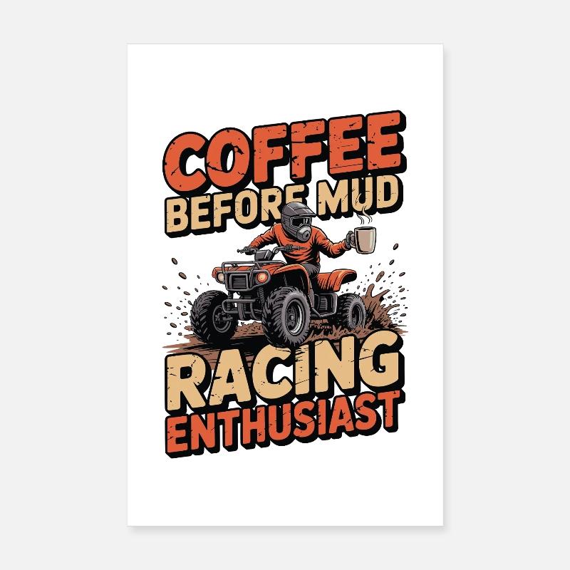 Passionné de courses de boue, amateur de café et de boue Poster 20 x 30 cm