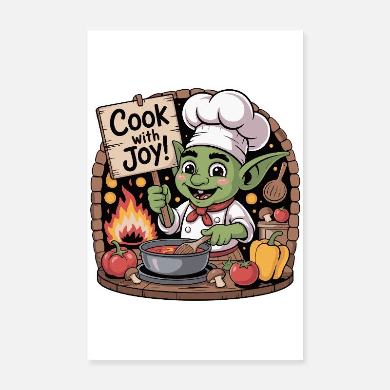 Whimsical Goblin Chef Illustration Poster 8" x 12" (20x30 cm)
