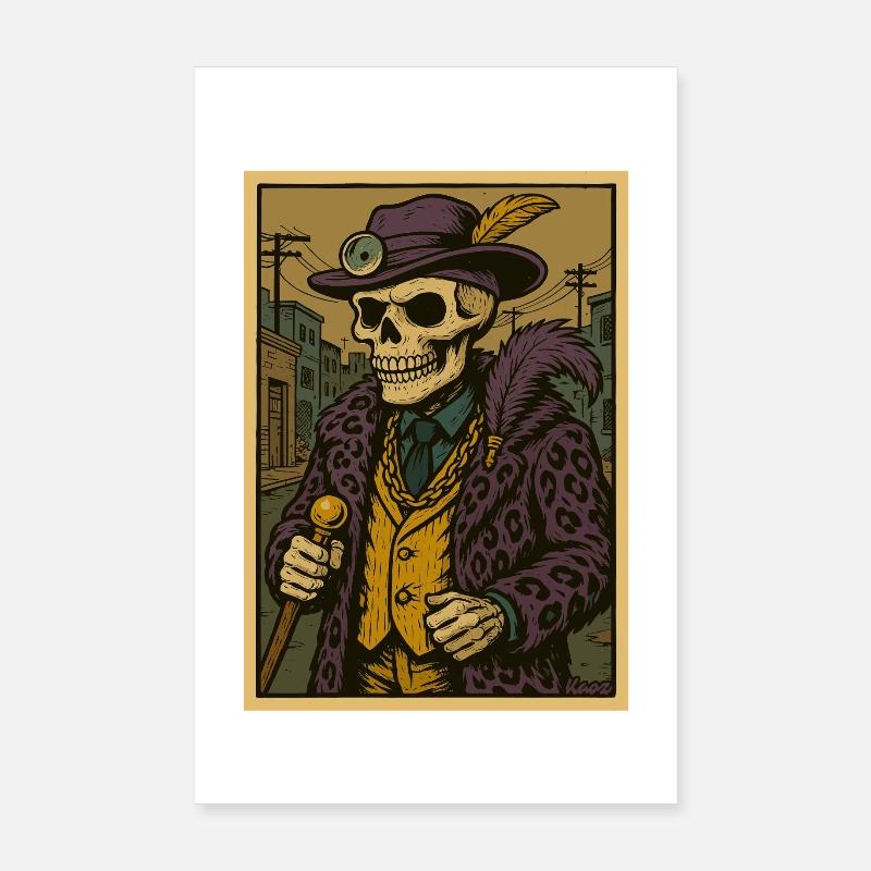 Ghetto Pimp Doctor Skeleton Poster 8" x 12" (20x30 cm)