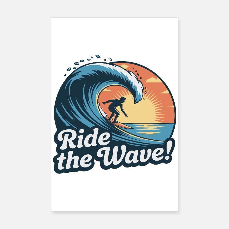 Conception de vagues de surf au coucher du soleil Poster 20 x 30 cm