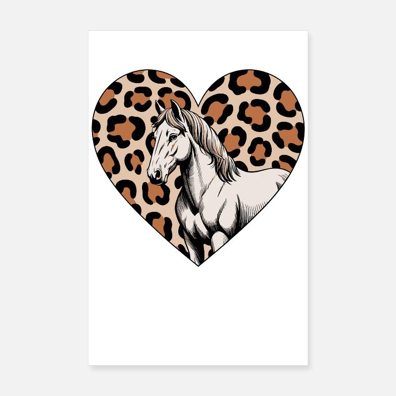 Leopard Herz mit Pferd Poster 20x30 cm