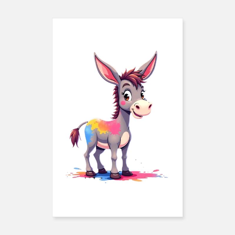 Bunter Farbklecks Esel Poster 20x30 cm