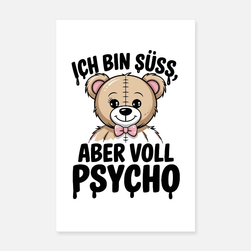 Kuscheliger Teddybär Mit Schleife - Alles Wird Gut Poster 20x30 cm