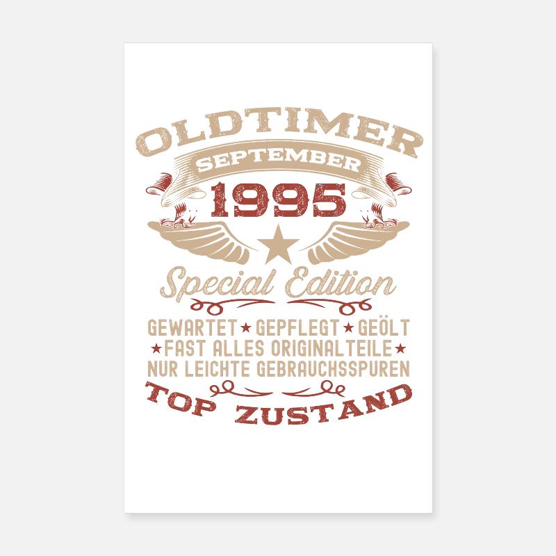30. Geburtstag Geschenk Oldtimer September 1995 Poster 20x30 cm