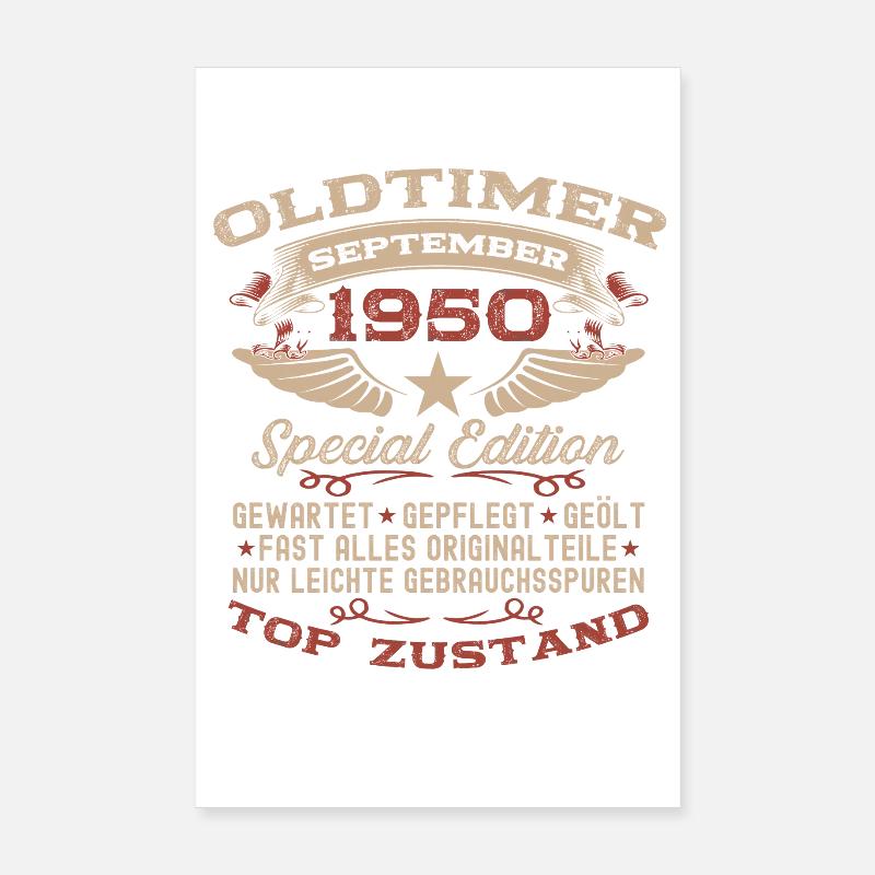75. Geburtstag Geschenk Oldtimer September 1950 Poster 20x30 cm