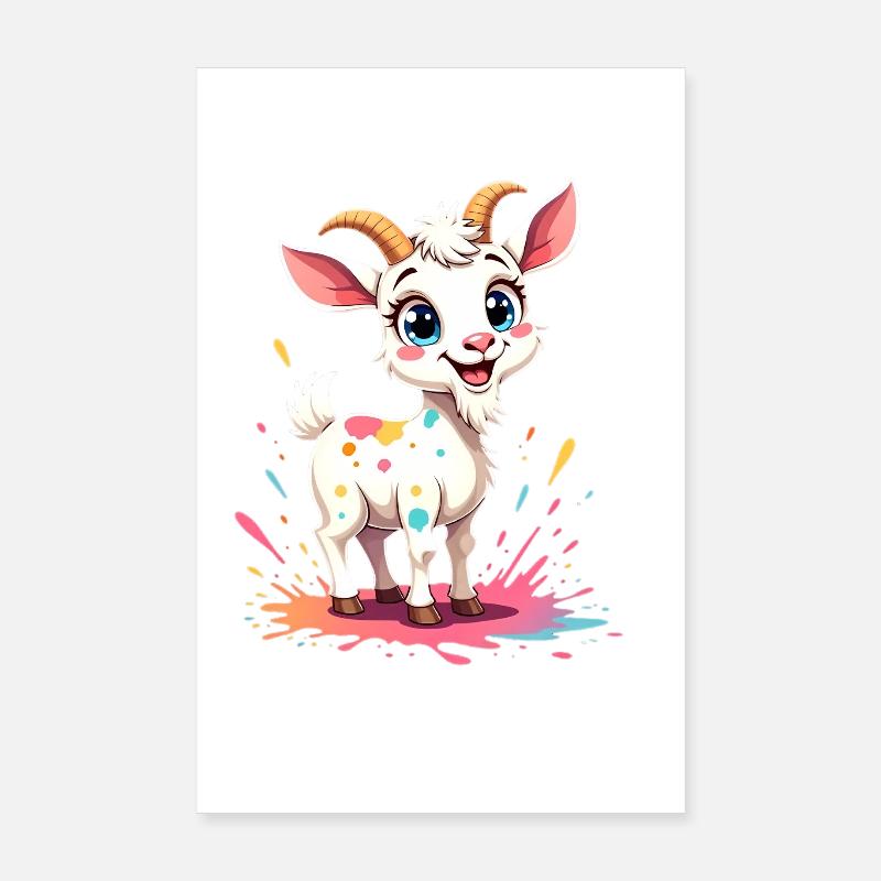 Mignon imprimé chèvre coloré Poster 20 x 30 cm