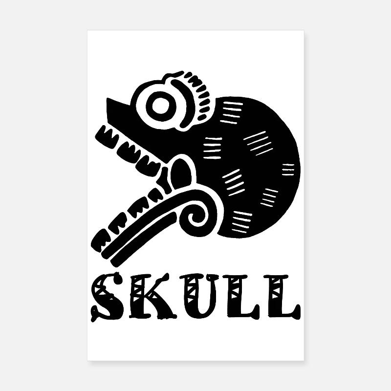 Crâne tribal noir Poster 20 x 30 cm