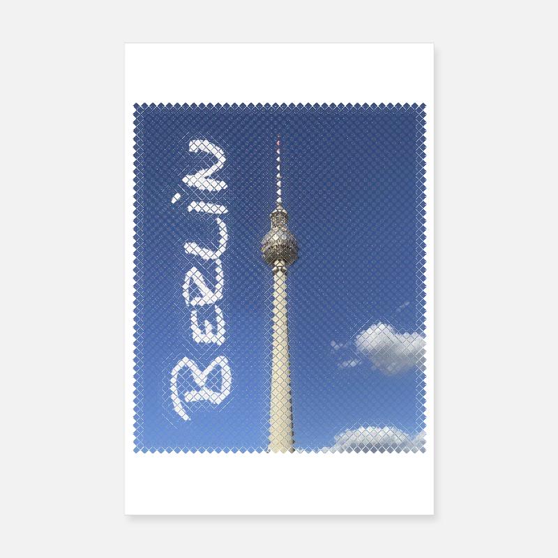 Berlin Fernsehturm Neon Design Poster 20x30 cm