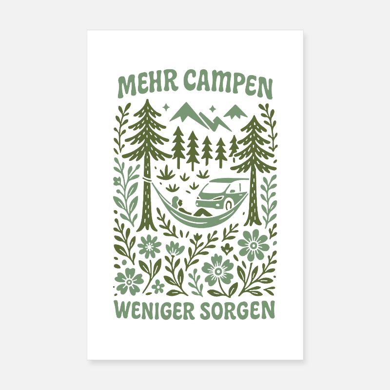 Plus Camping Moins de soucis Camping Aventure Poster 20 x 30 cm