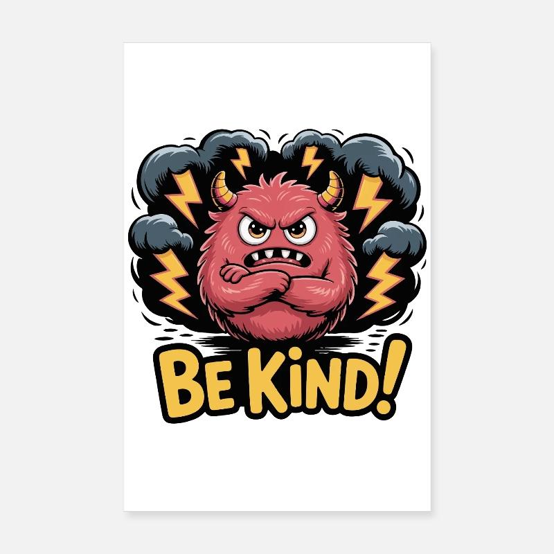 Fierce Friendly Monster with Lightning Poster 8" x 12" (20x30 cm)