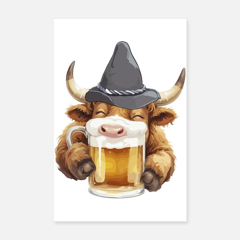 Volksfest Bulle mit Bierglas Bierfest Bierzelt  Poster 20x30 cm