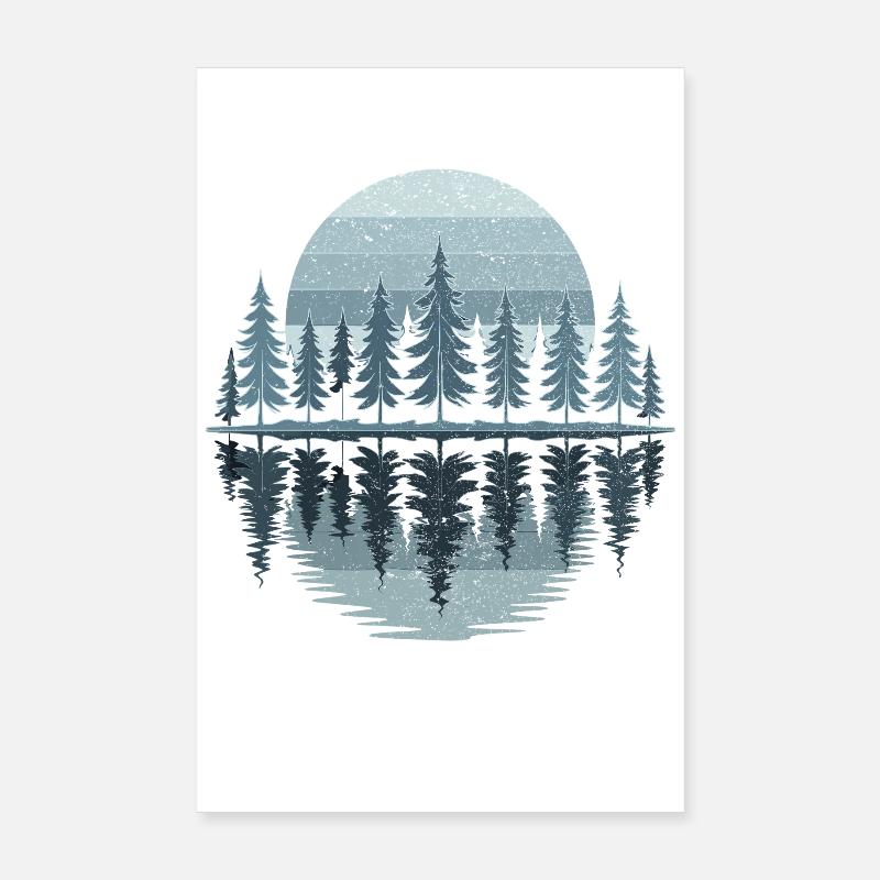 trees, forest, nature, wilderness, outdoor, sunset Poster 8" x 12" (20x30 cm)