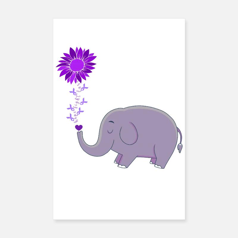 Mignon éléphant fleur magie Poster 20 x 30 cm